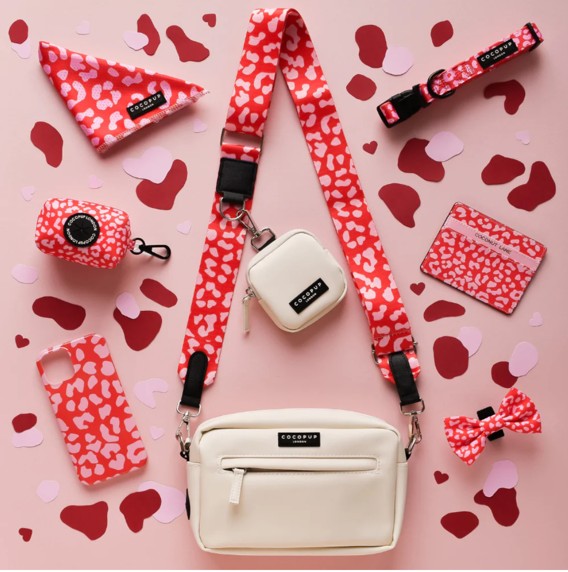 Cocopup London- Bag Strap - Red & Pink Leopard