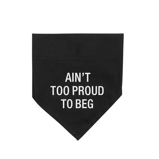 About Face Designs- Ain't Too Proud To Beg - L/XL Dog Bandana