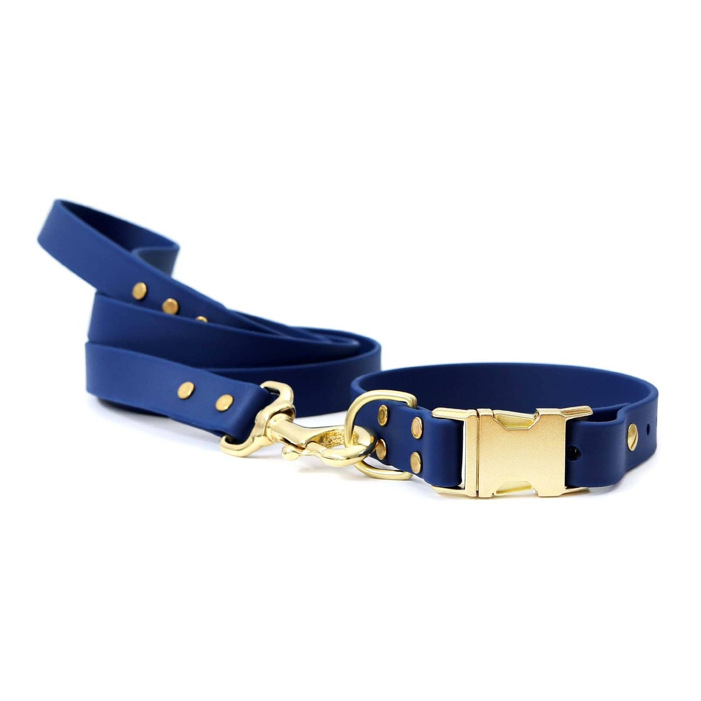 Mimi Green- Navy Blue Waterproof Leather Alt Biothane Dog Leash