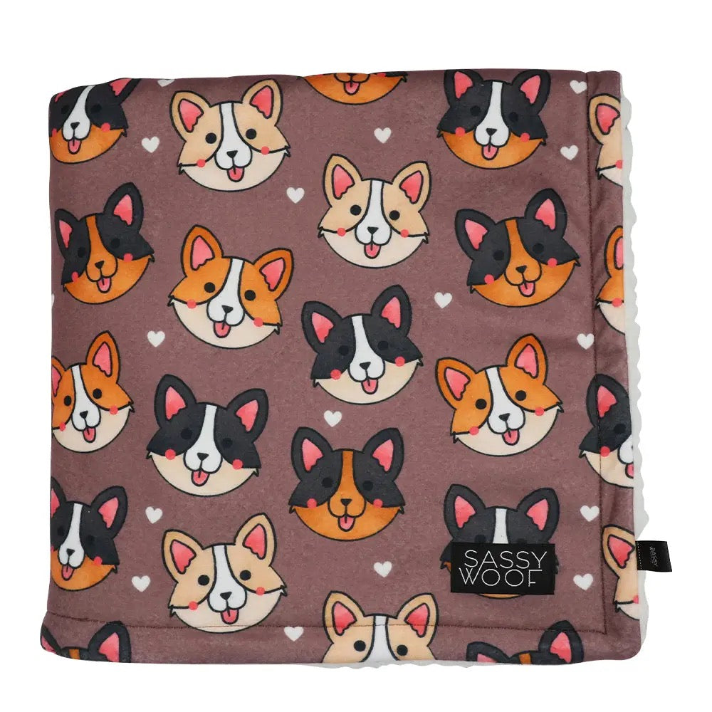 SASSY WOOF- Dog Blanket - Cuddly Corgis