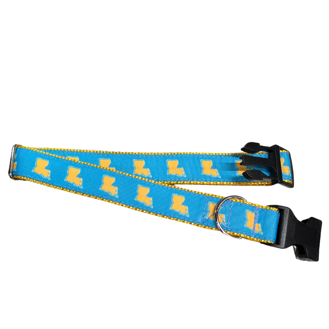 Parish Pets- 1" Wide Dog Collar - Louisiana Outline