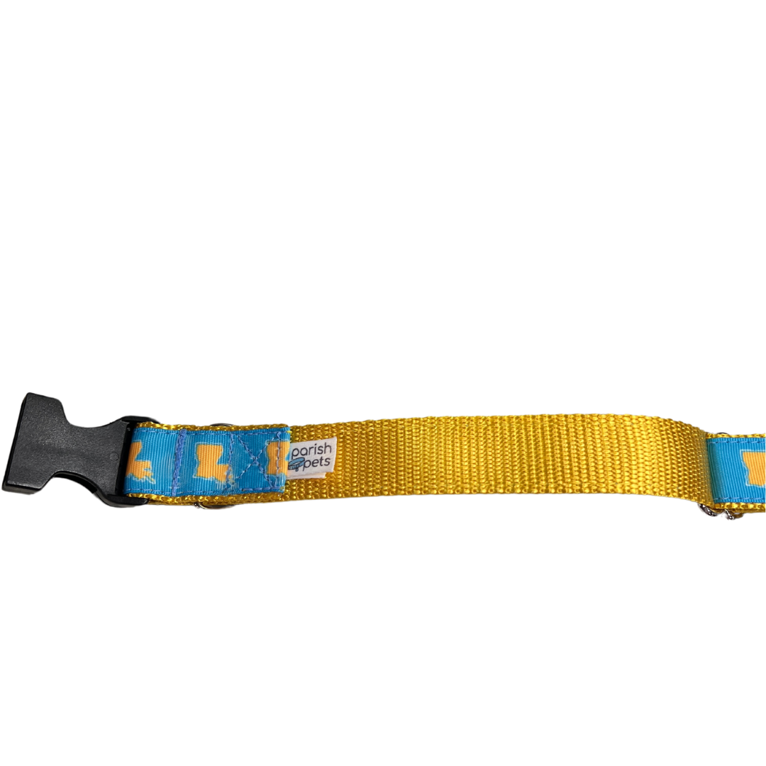 Parish Pets- 1" Wide Dog Collar - Louisiana Outline