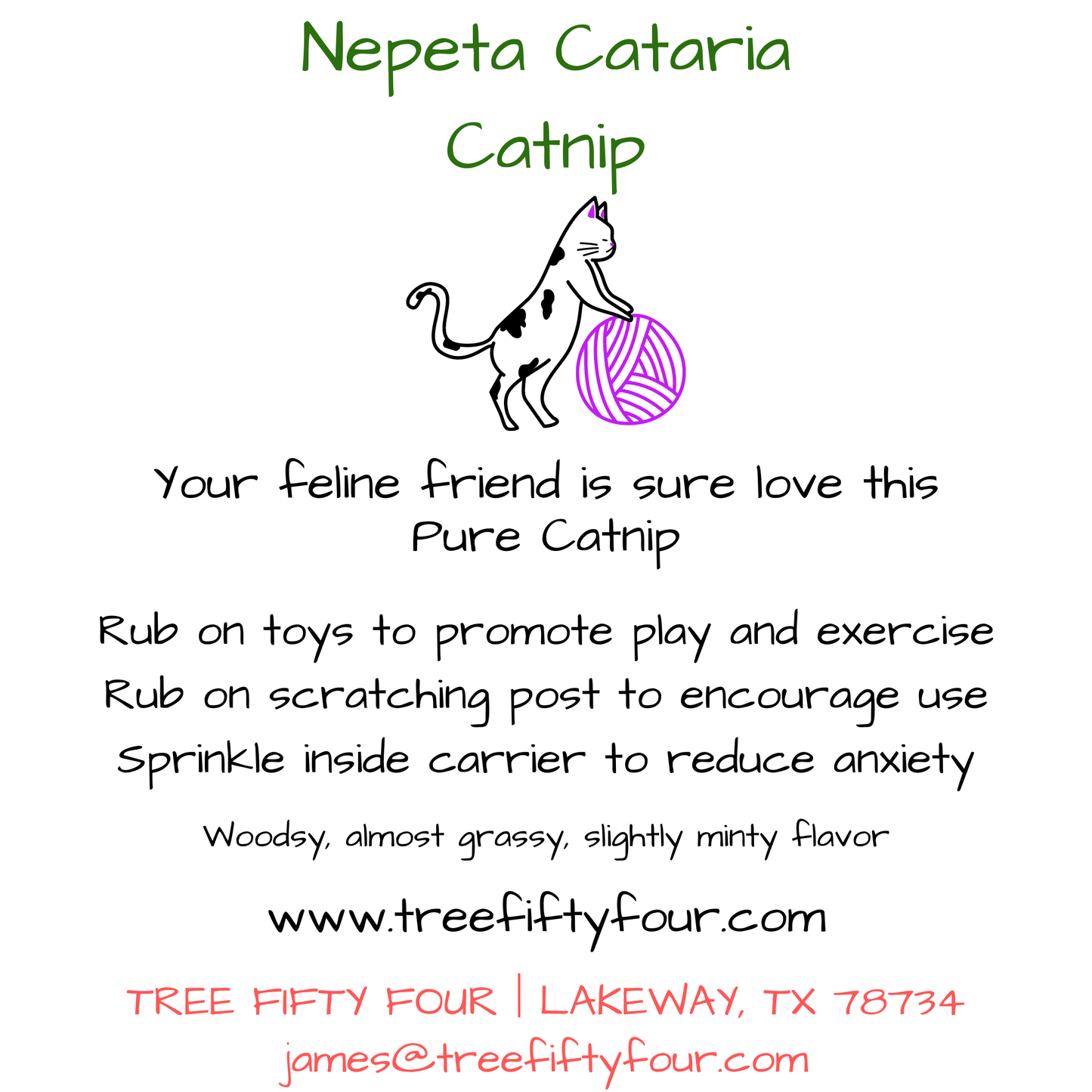 Tree Fifty Four- Catnip in Drawstring Sachet | No Silvervine