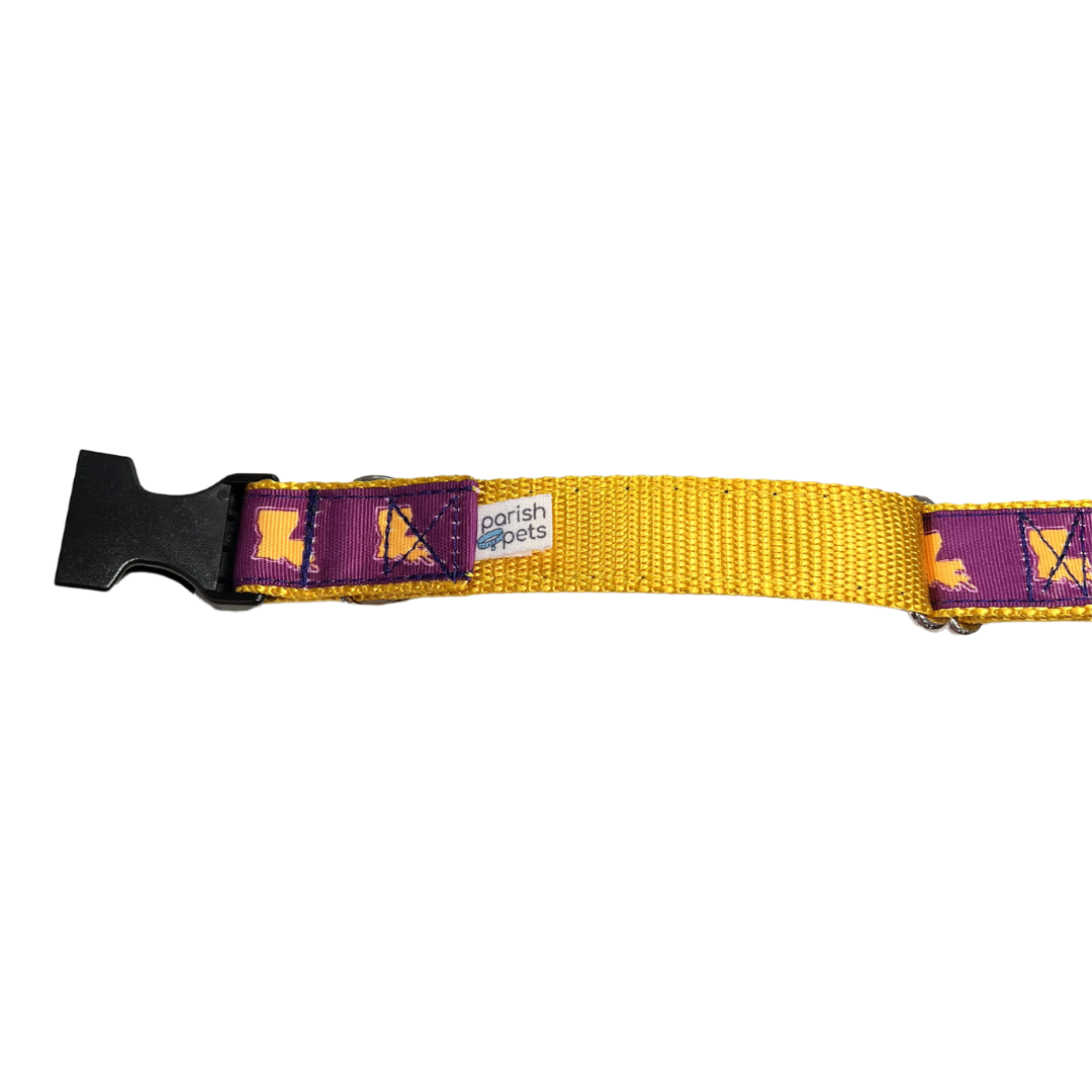 Parish Pets- 1" Wide Dog Collar - Louisiana Outline