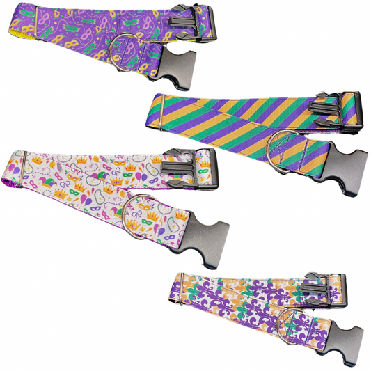 Parish Pets- 1.5” Wide Dog Collar - Mardi Gras