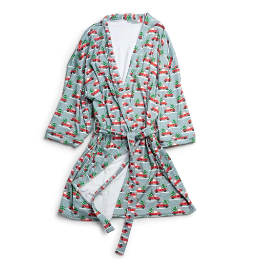 Fabdog- Christmas Truck Matching Human Bath Robe