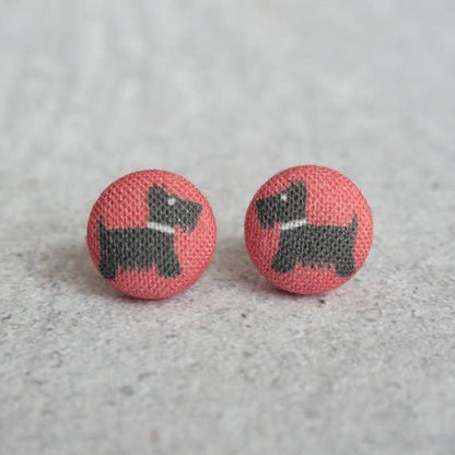 Rachel O's- Scotty Dog Fabric Button Earrings