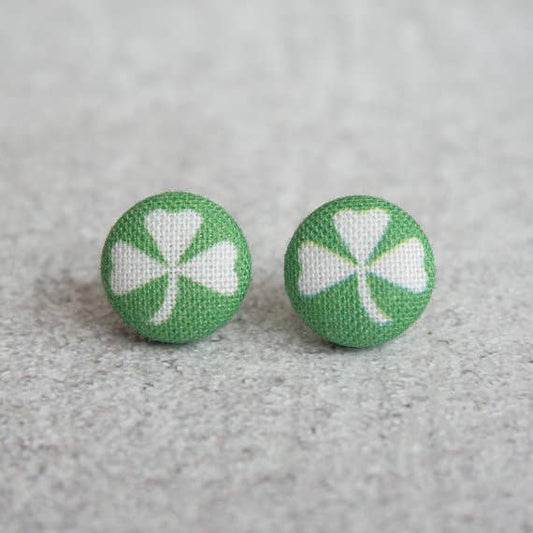 Rachel O's - Clovers Fabric Button Earrings