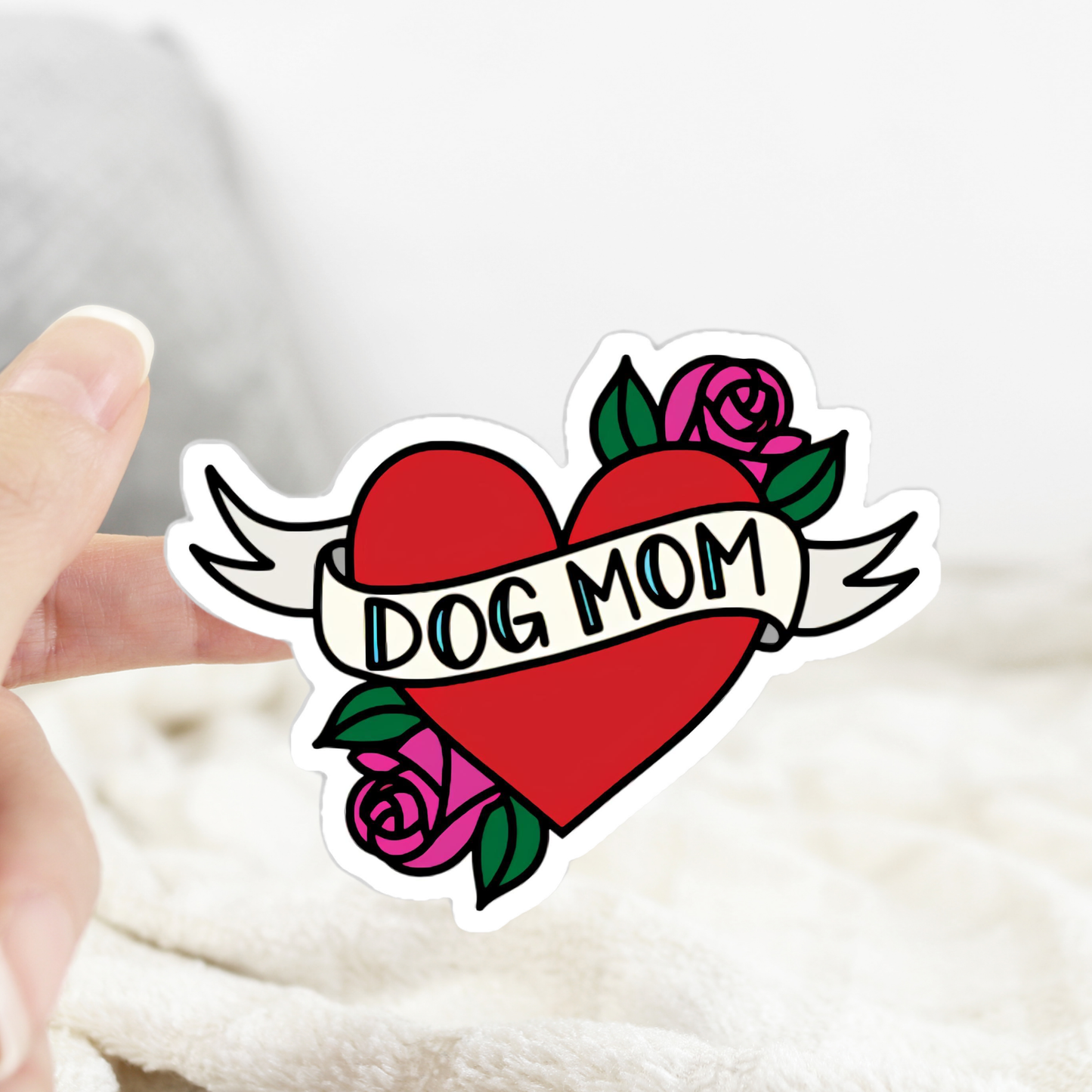 Ace the Pitmatian Co- Sticker - Dog Mom Heart