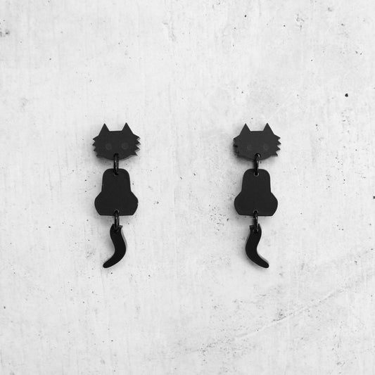 Rachel O’s- Black Cat Matte Acrylic Earrings