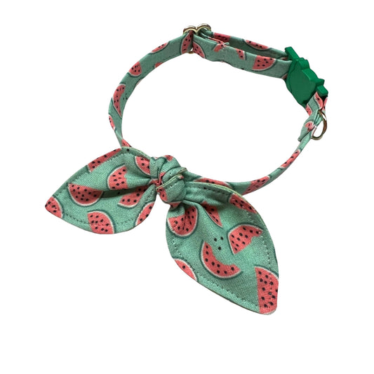 Whiskers Crafts- Cat Collar With Bunny Ears Bow - Watermelons