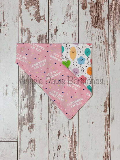 Aussie Paws Bandanas- Pink Barkday Bandana