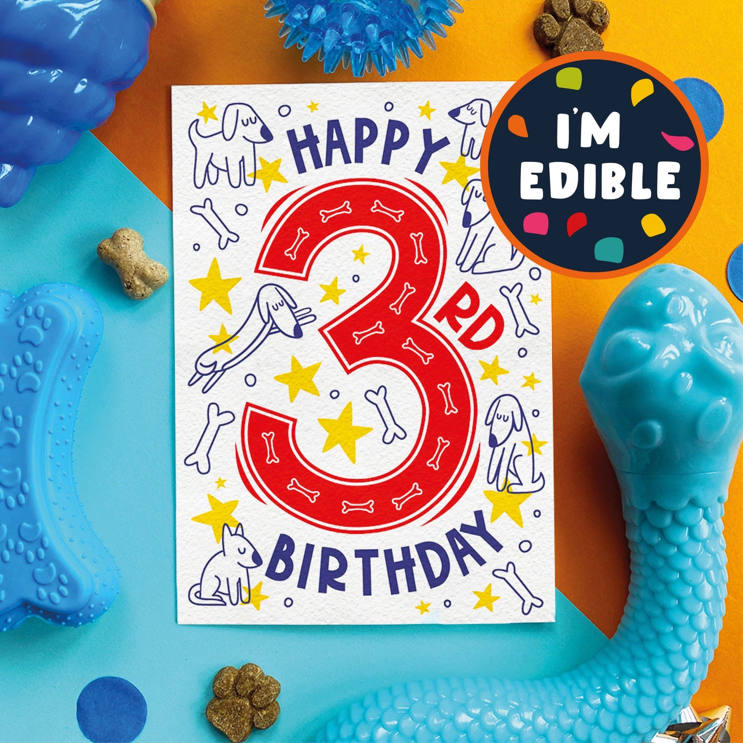 Scoff Paper- Edible 3rd Birthday Card for Dogs