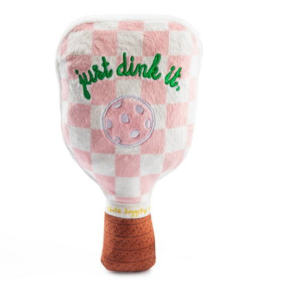 Haute Diggity Dog- Dog Toy - Pink Checker Pickleball Paddle