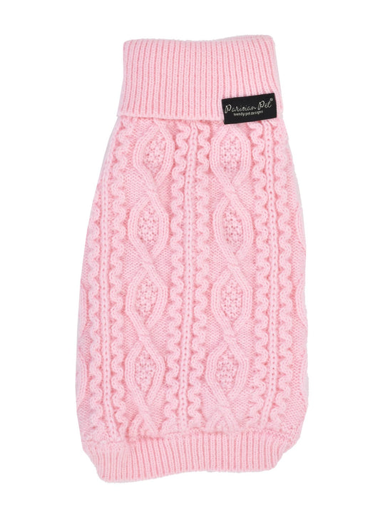 Parisian Pet- Cable Knit Sweater - Pink