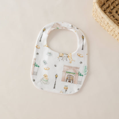 Nola Tawk- Powdered Sugar and Puppies Organic Cotton Baby Bib