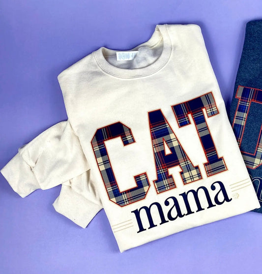 The Dapper Paw- Cat Mom Plaid Sweatshirt