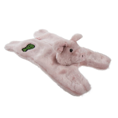 GoDog- Barnyard Buddies Pig Squeaky Plush Flattie - Small/Med