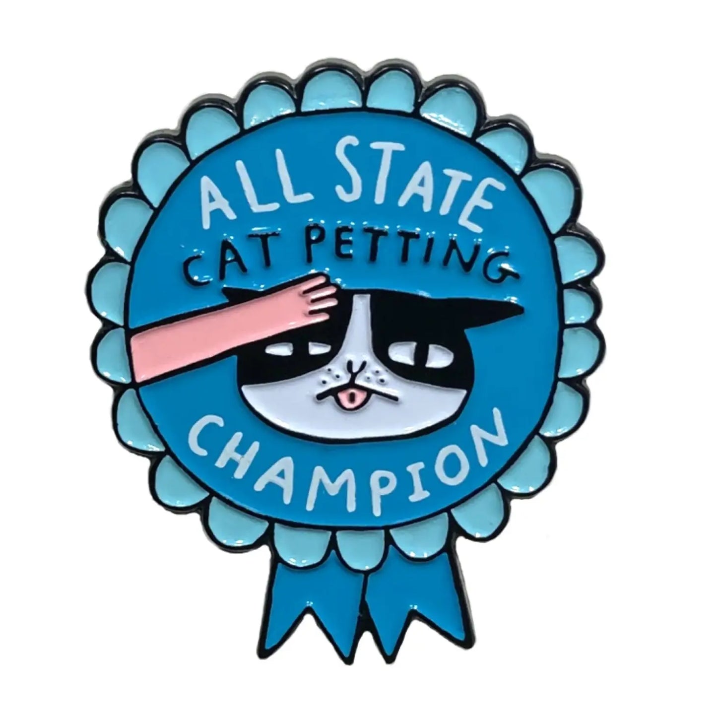 Badge Bomb- All State Cat Petting Champion Enamel Pin