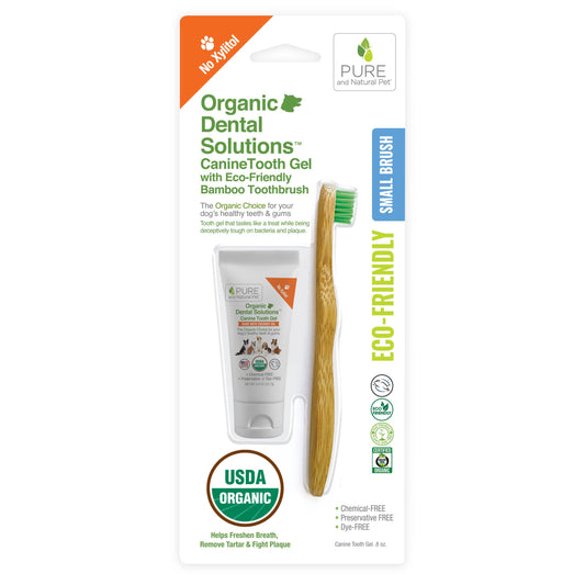 Pure and Natural Pet- Tooth Gel and Bamboo Toothbrush for Small Dogs