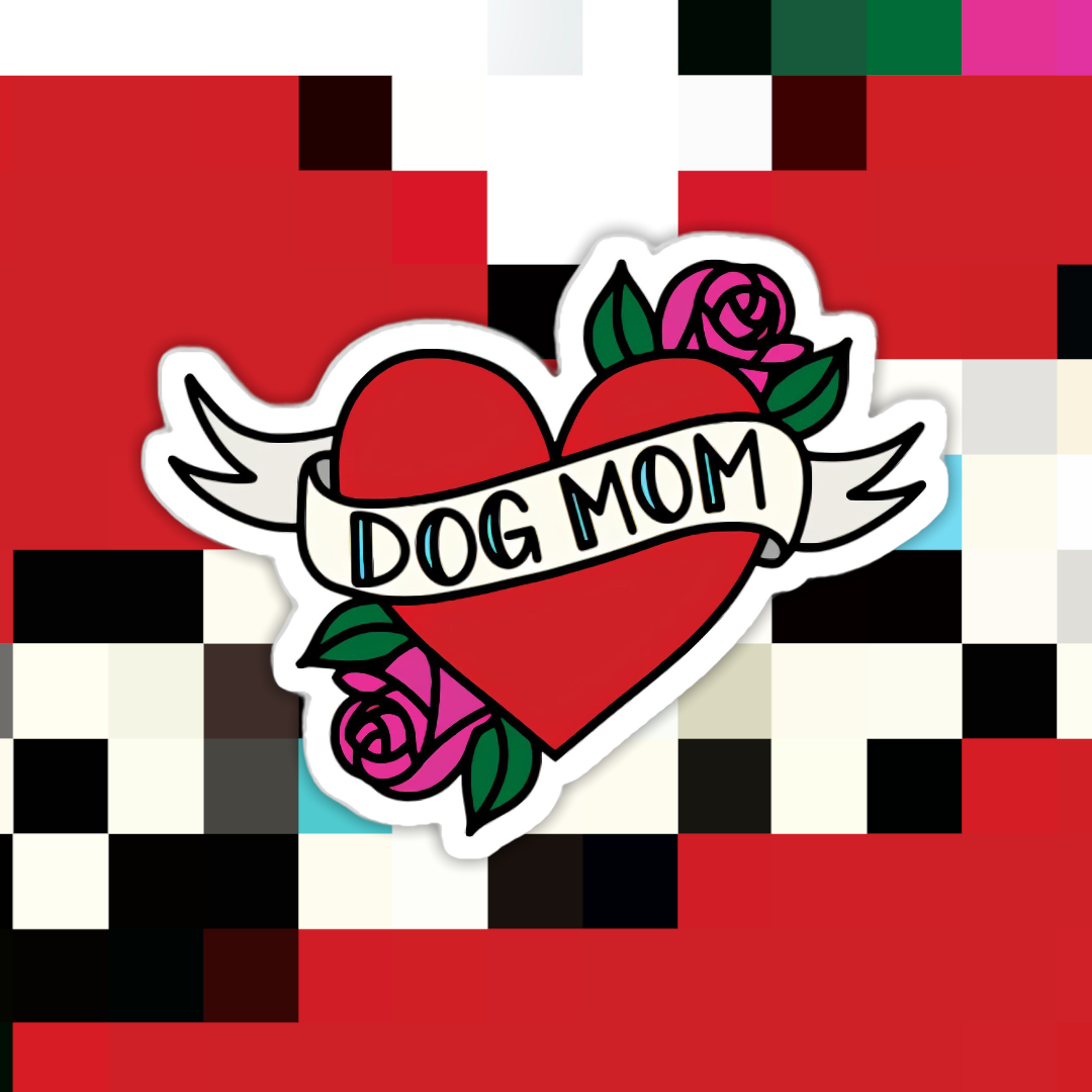 Ace the Pitmatian Co- Sticker - Dog Mom Heart