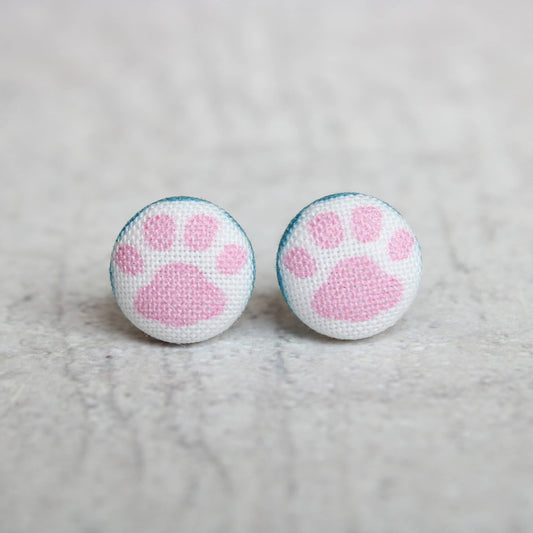 Rachel O’s- Cat Paws Fabric Button Earrings