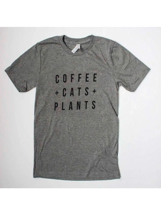 Yonder Studios- Tee - Coffee + Cats + Plants