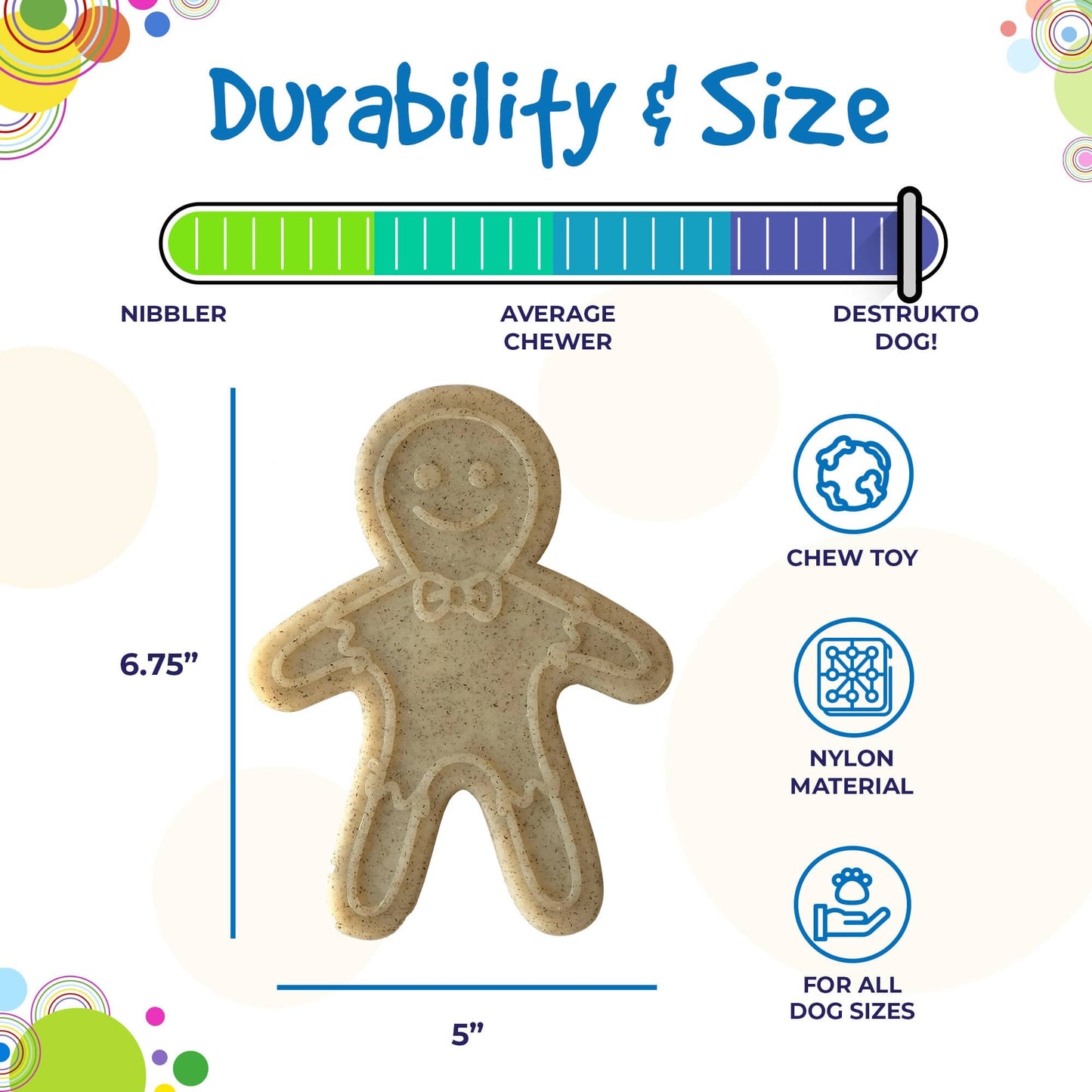 SodaPup- Nylon Gingerbread Man Chew Toy