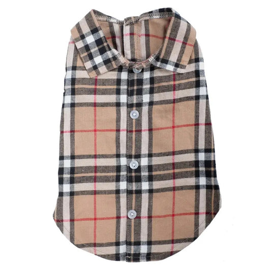 The Worthy Dog- Tan Plaid Shirt