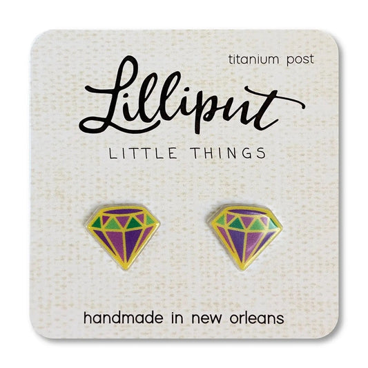 Lilliput Little Things- Mardi Gras Diamond Earrings