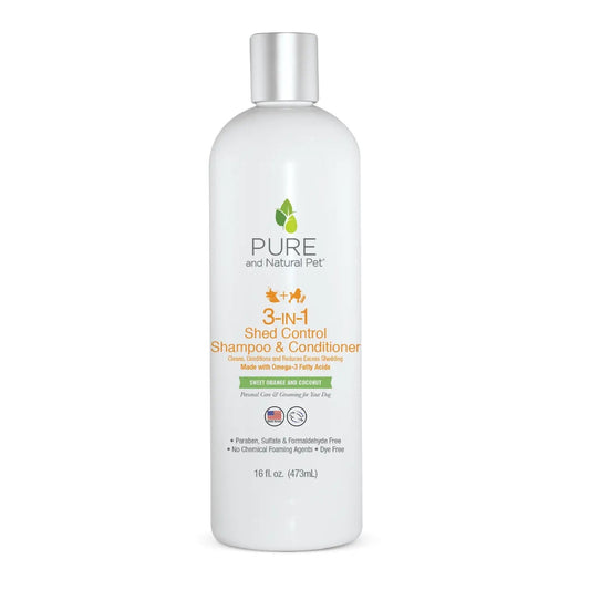 Pure and Natural Pet- 3-IN-1 Shed Control Shampoo & Conditioner - Orange & Coconut