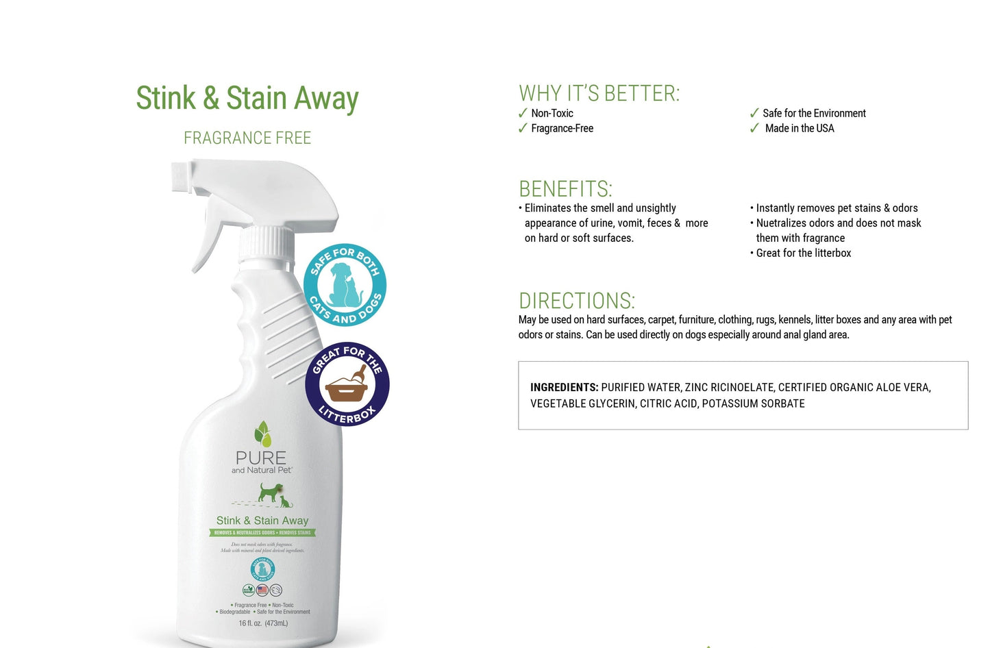 Pure and Natural Pet- Stink & Stain Away