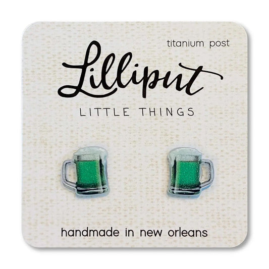 Lilliput Little Things- Green Beer Mug Earrings