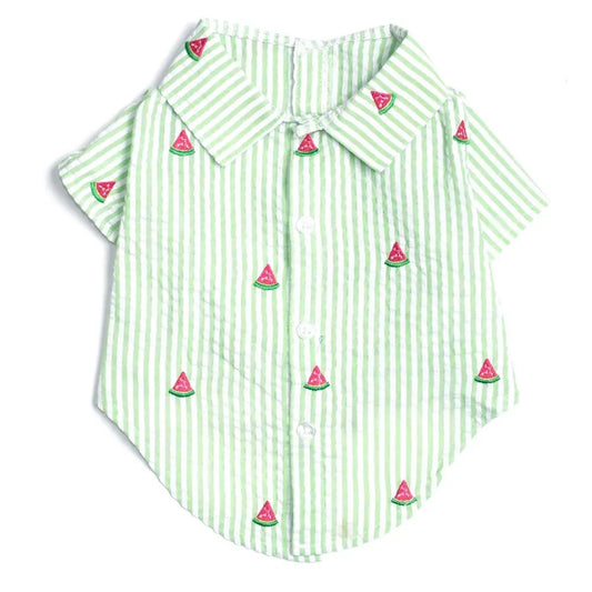 The Worthy Dog- Green Stripe Watermelon Shirt