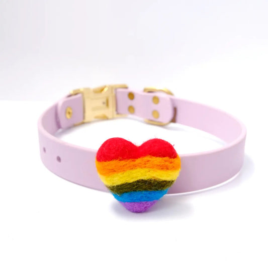 Mimi Green- Dog Collar Rainbow Heart Accessory - Medium