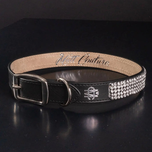 Mutt Couture- Diamond Leather Collar - 1-Inch Medium