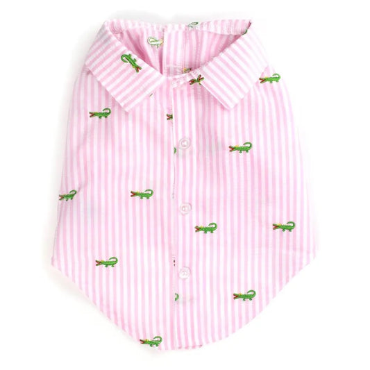 The Worthy Dog- Pink Stripe Alligator Shirt