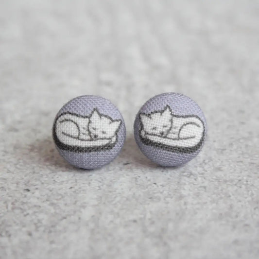 Rachel O's- Cats Fabric Button Earrings