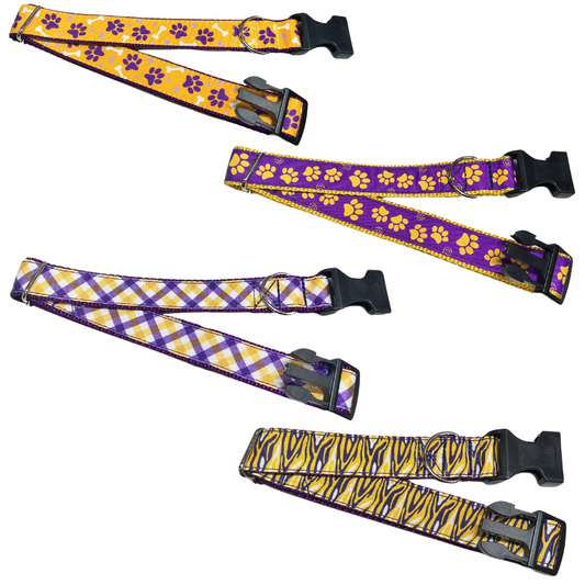 Parish Pets- 1" Wide Dog Collar - LSU Designs