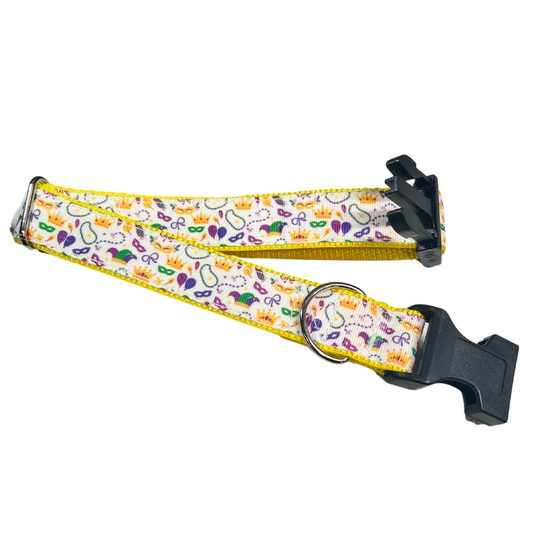 Parish Pets- 1" Wide Dog Collar - Mardi Gras Mix