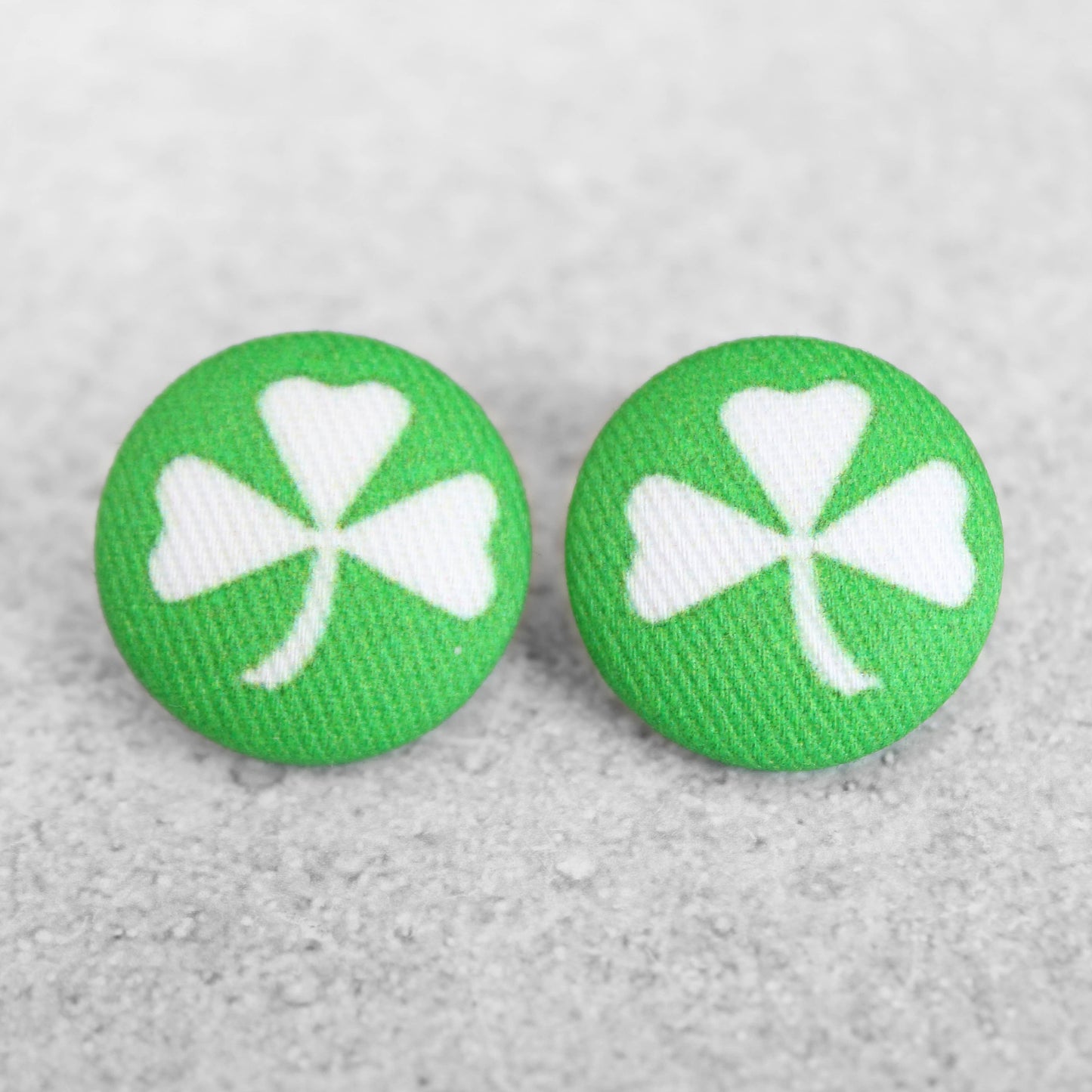 Rachel O's- 7/8in Clovers Fabric Button Earrings