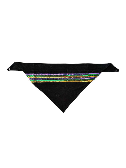 Mardi Gras Creations- Black Sequin Stripe Pet Bandana