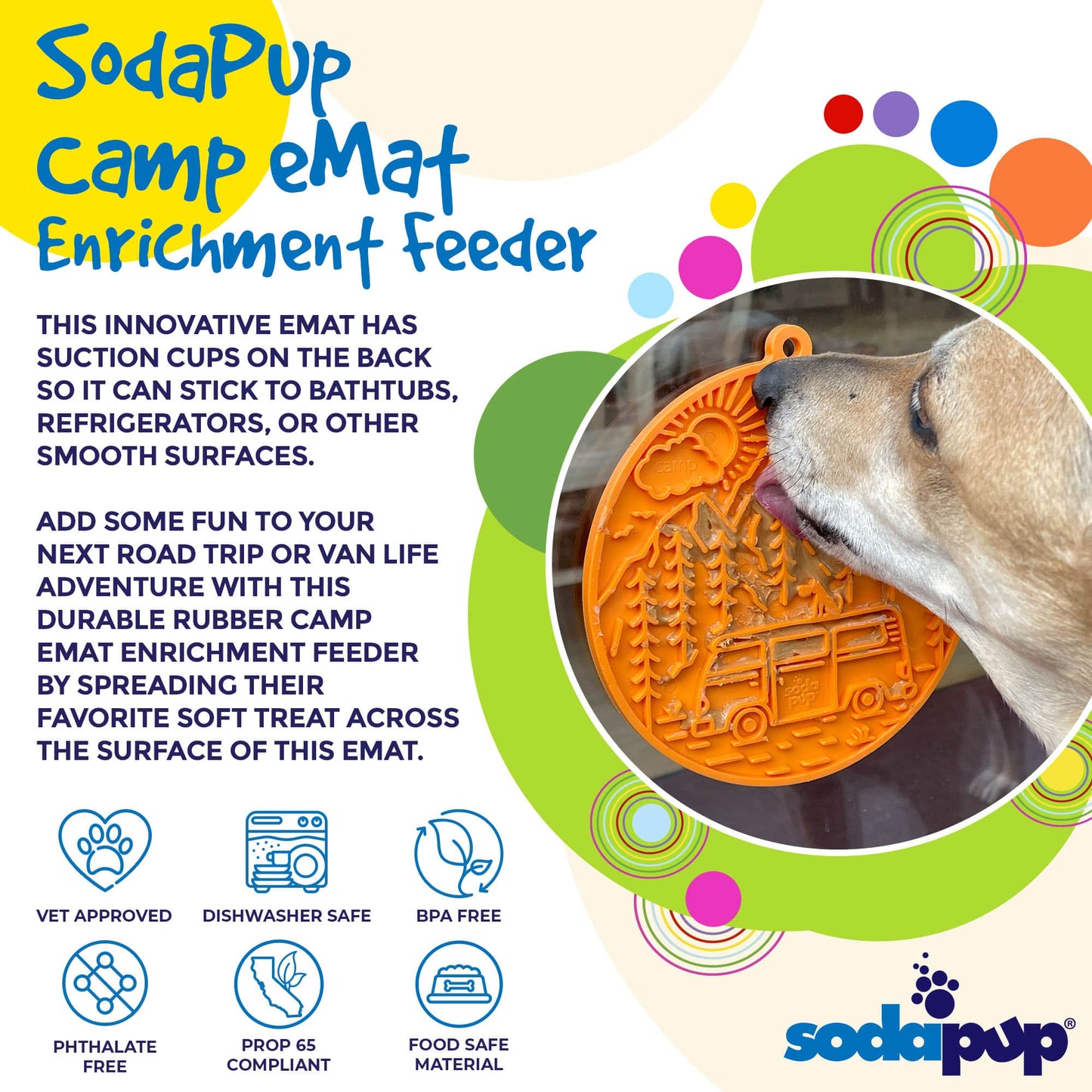 SodaPup- Camp eMat Enrichment Lick Mat With Suction Cups