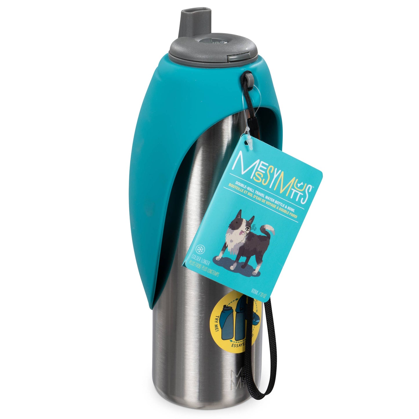 Messy Mutts- Stainless w/Silicone Travel Water Bottle