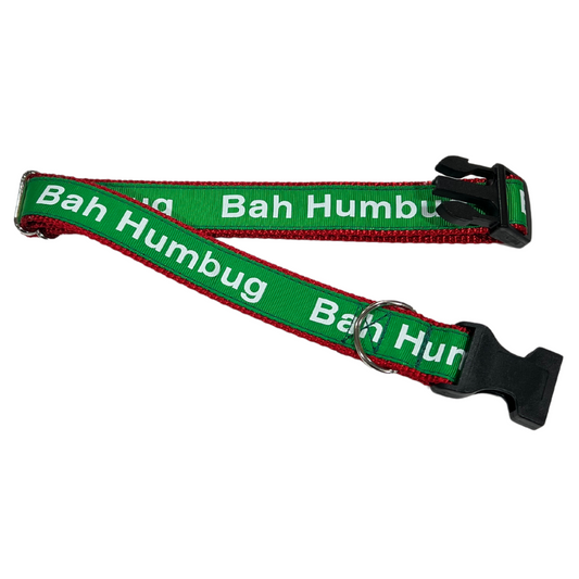 Parish Pets- 1" Wide Dog Collar - Bah Humbug