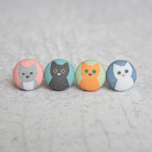 Rachel O's- Cat Lady Mix and Match Fabric Button Earrings