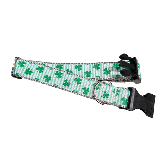 Parish Pets- 1" Wide Dog Collar - Clovers & Stripes