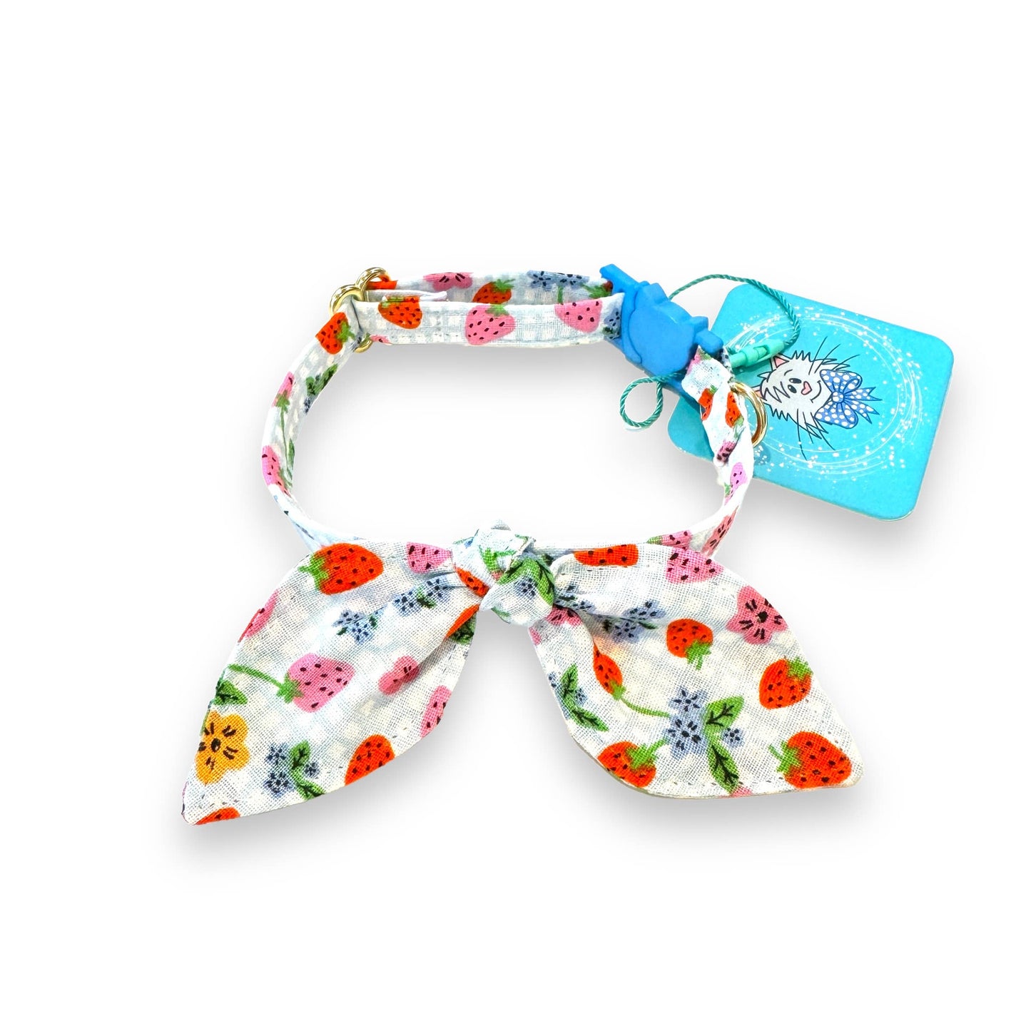 Whiskers Crafts- Cat Collar With Bunny Ears Bow - Strawberry & Blueberry