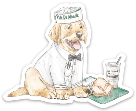 Nola Tawk- Cafe Du Monde Puppy Waiter Sticker