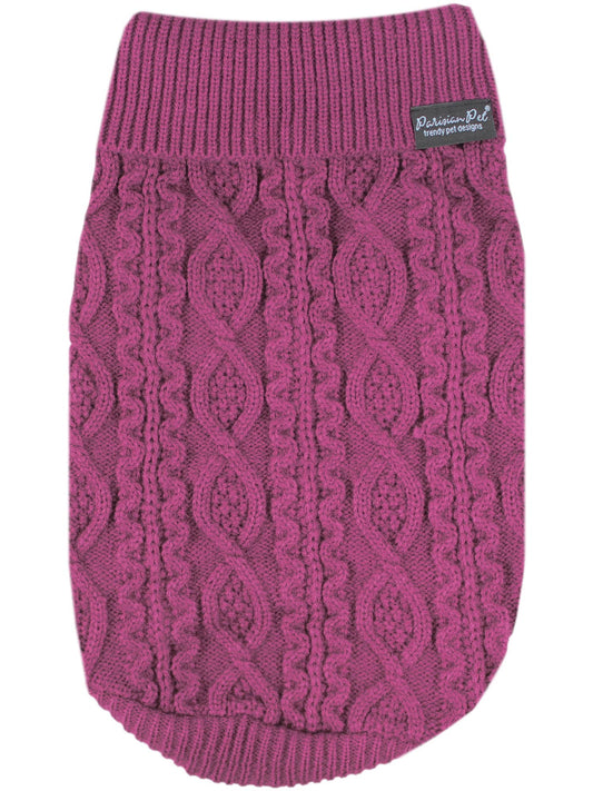 Parisian Pet- Cable Knit Sweater - Raspberry